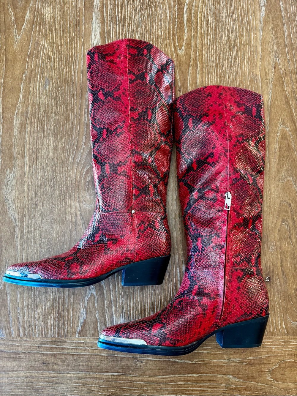 NEW Franco Sarto red+black snake Billie western boots 8 - Picture 7 of 13